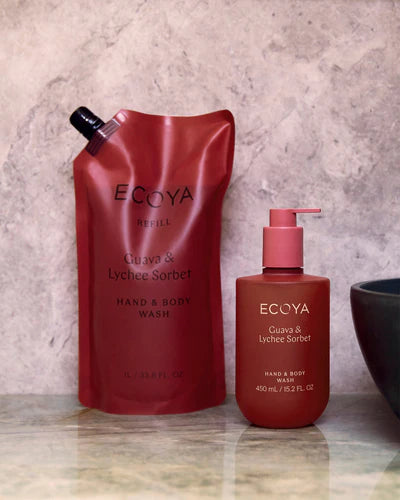 ECOYA Guava & Lychee Hand & Body Wash Refill 1Ltr