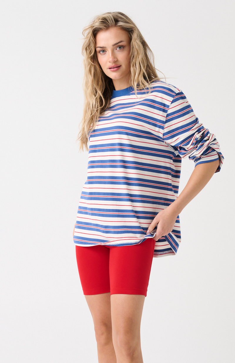 CARTEL & WILLOW Carter Long Sleeve - Red/Slate Stripe