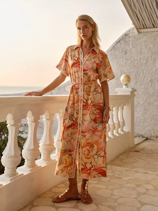 FATE + BECKER Elodie Midi Shirt Dress - Petal