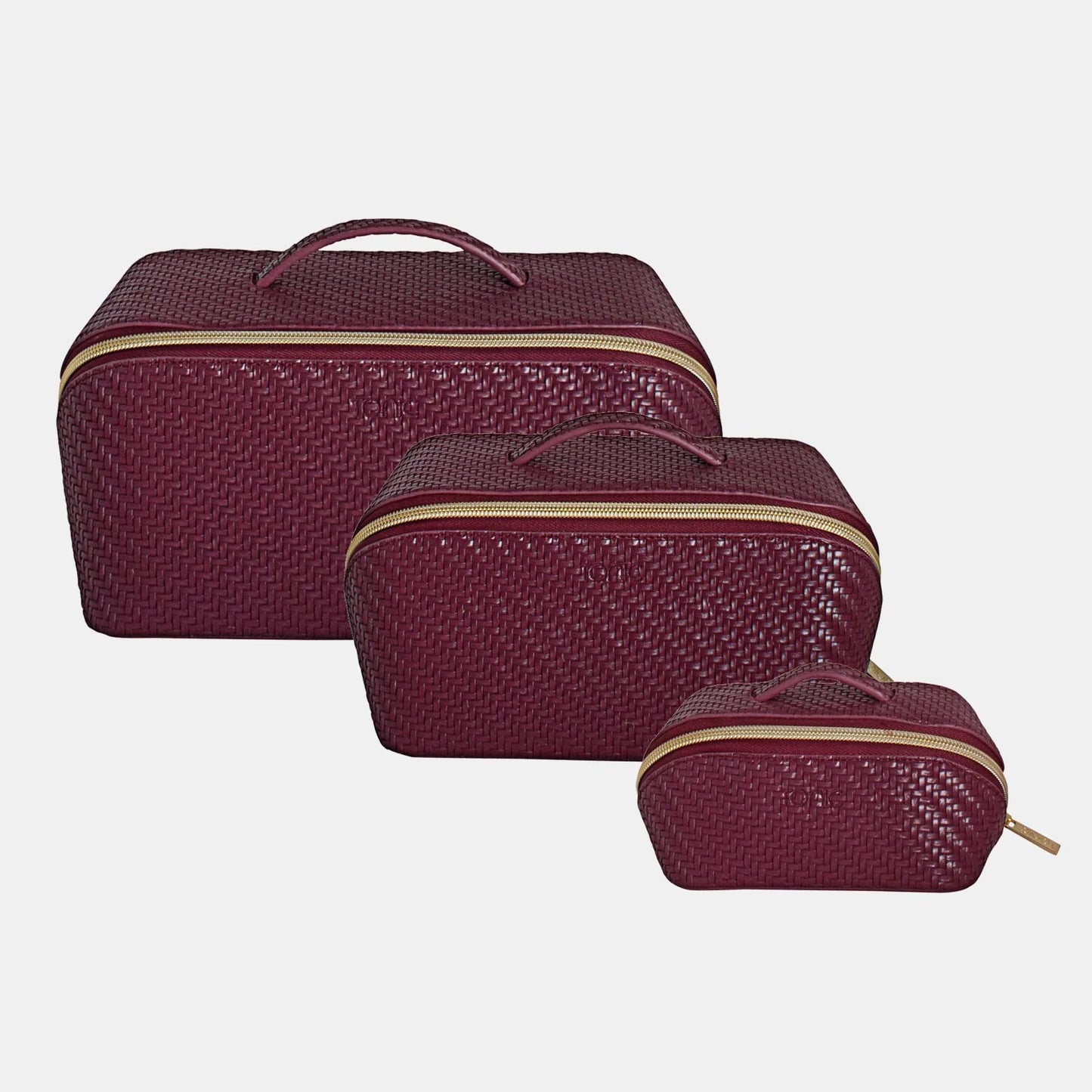 TONIC Herringbone Beauty Bag Small Plum