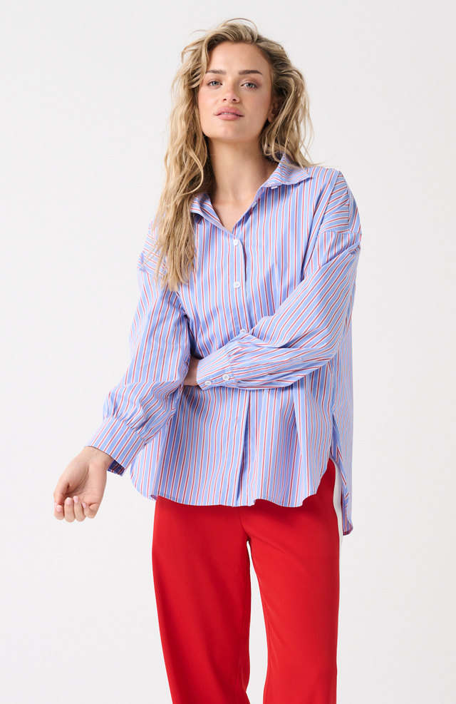 CARTEL & WILLOW Darby Shirt - Cornflour Multi Stripe