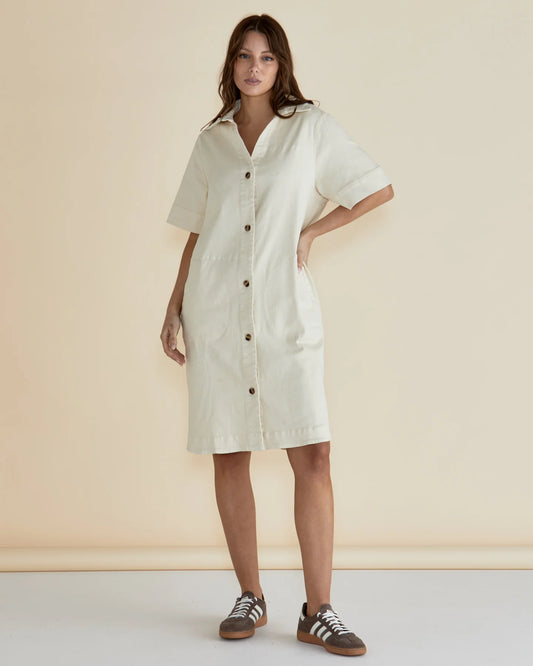 BETTY BASICS Dawson Demin Dress - Off White