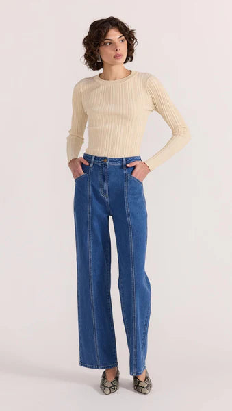 STAPLE THE LABEL Brooks High Waisted Jean - Mid Blue