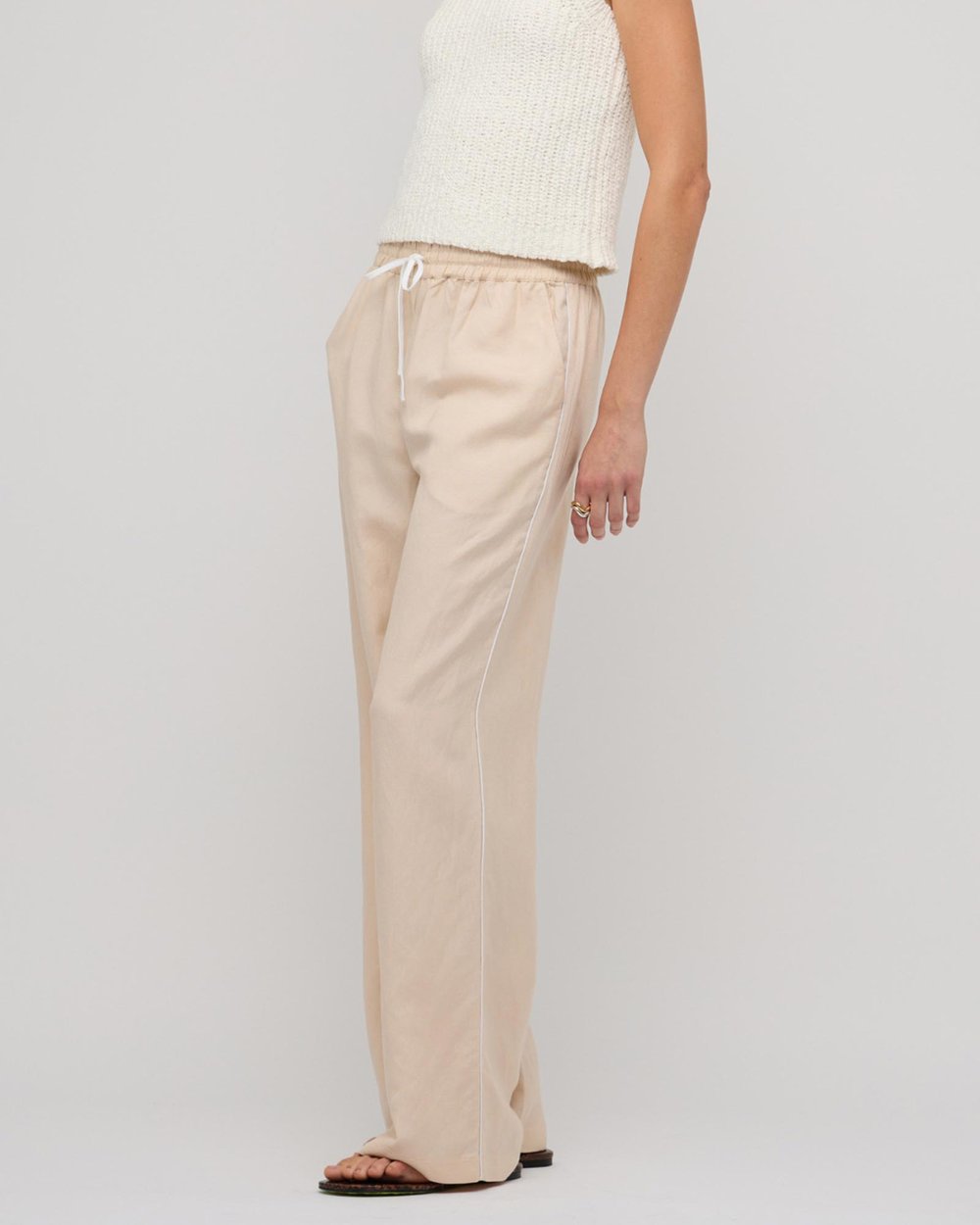 STAPLE THE LABEL Mirage Relaxed Pant - Oat/White