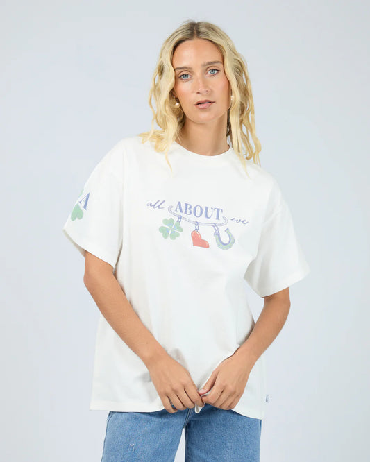 ALL ABOUT EVE Lucky Charm Relaxed Tee - Vintage White