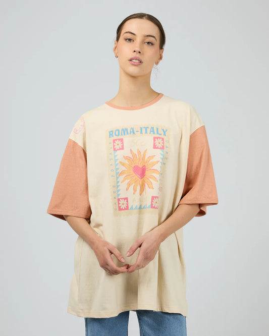 ALL ABOUT EVE Postcards Oversized Tee - Vanilla
