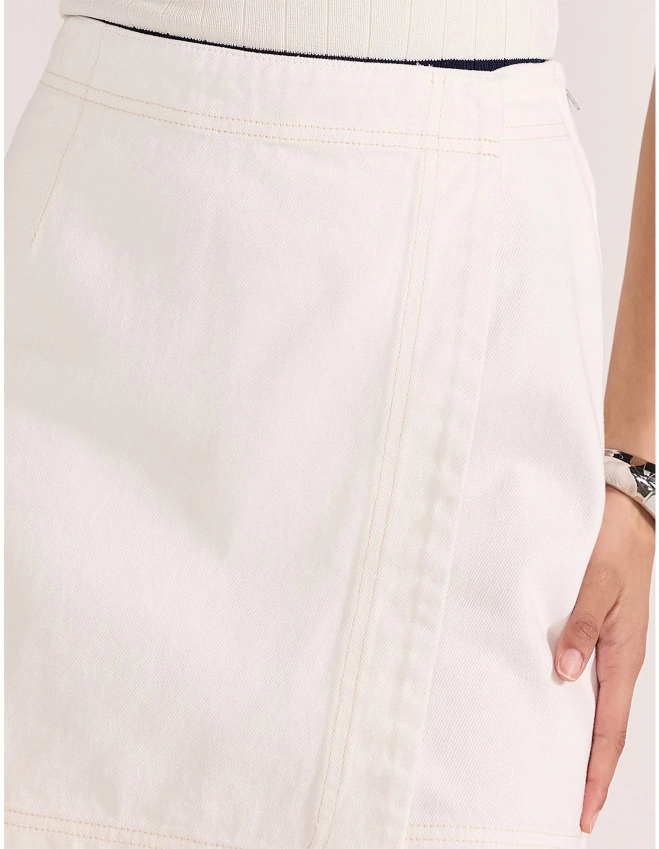 STAPLE THE LABEL Amari Denim Wrap Skirt - White