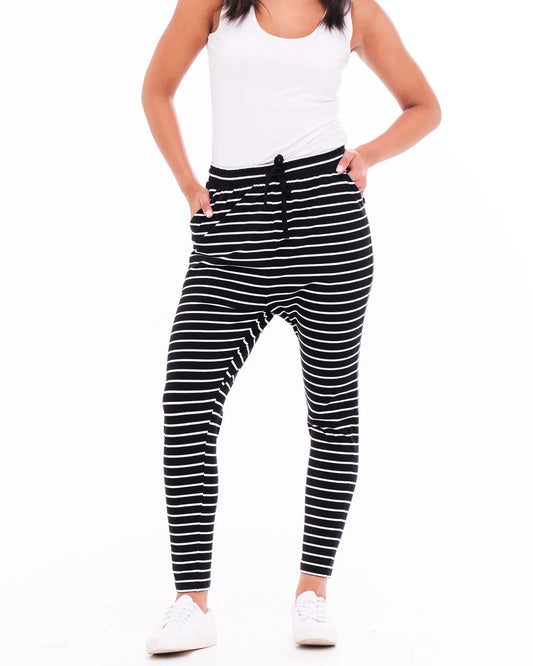 BETTY BASICS Jade Pant - Black/White Stripe