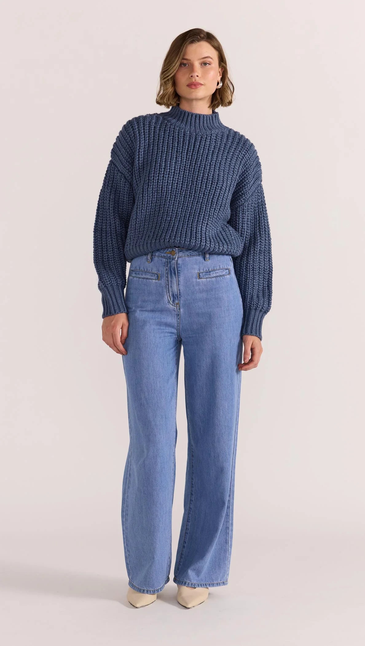 STAPLE THE LABEL Lennon Chunky Knit - Steel Blue
