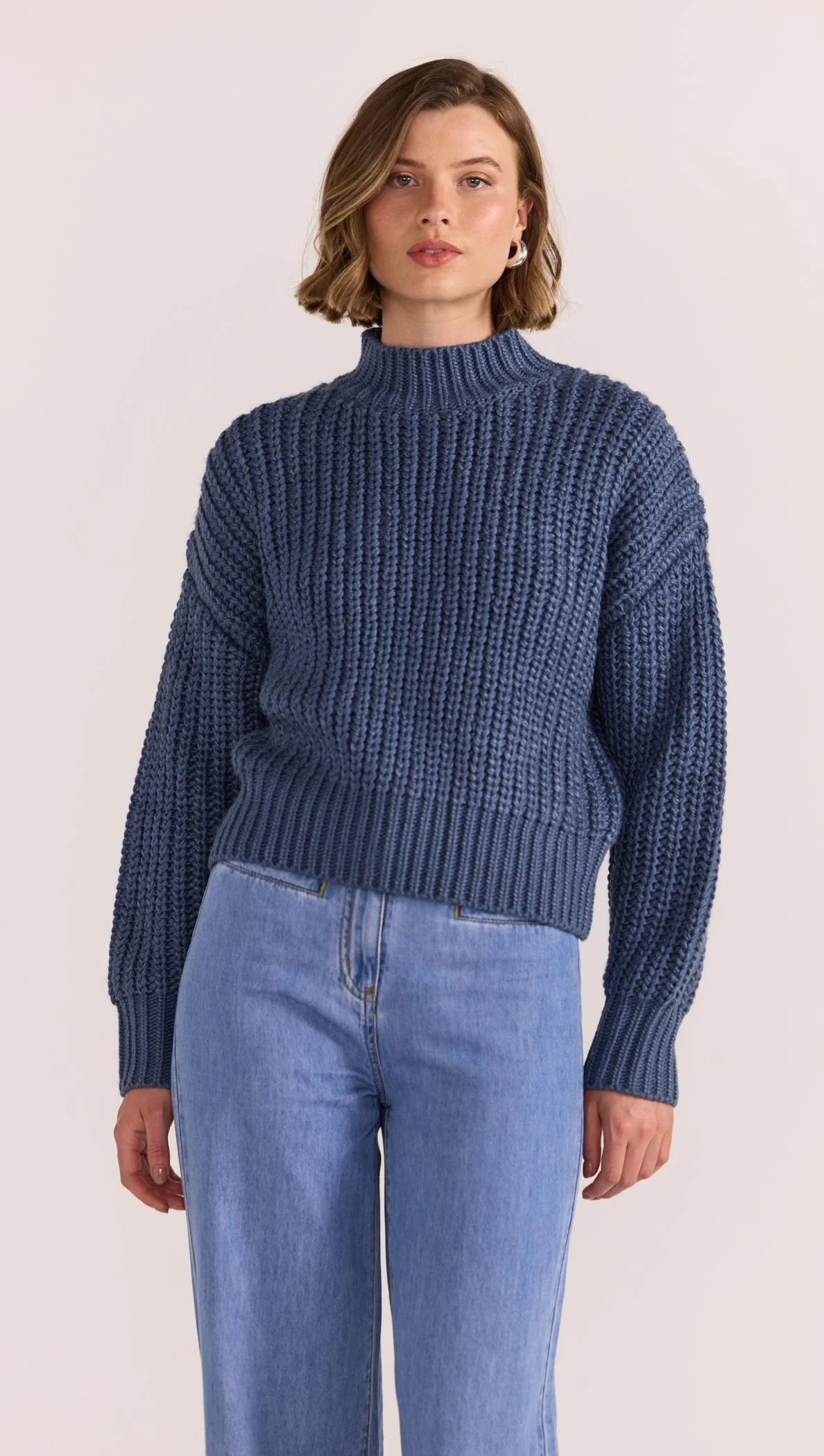STAPLE THE LABEL Lennon Chunky Knit - Steel Blue