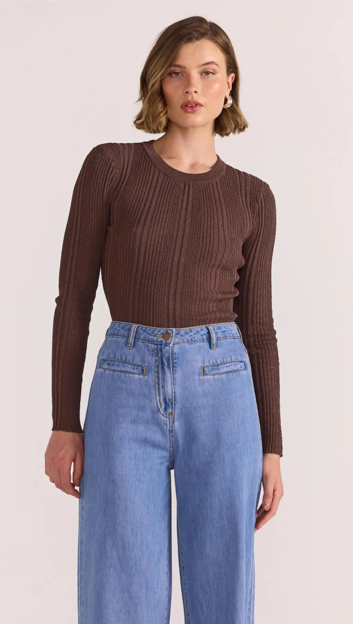 STAPLE THE LABEL Lyla Wide Leg Jeans - Vintage Blue Denim