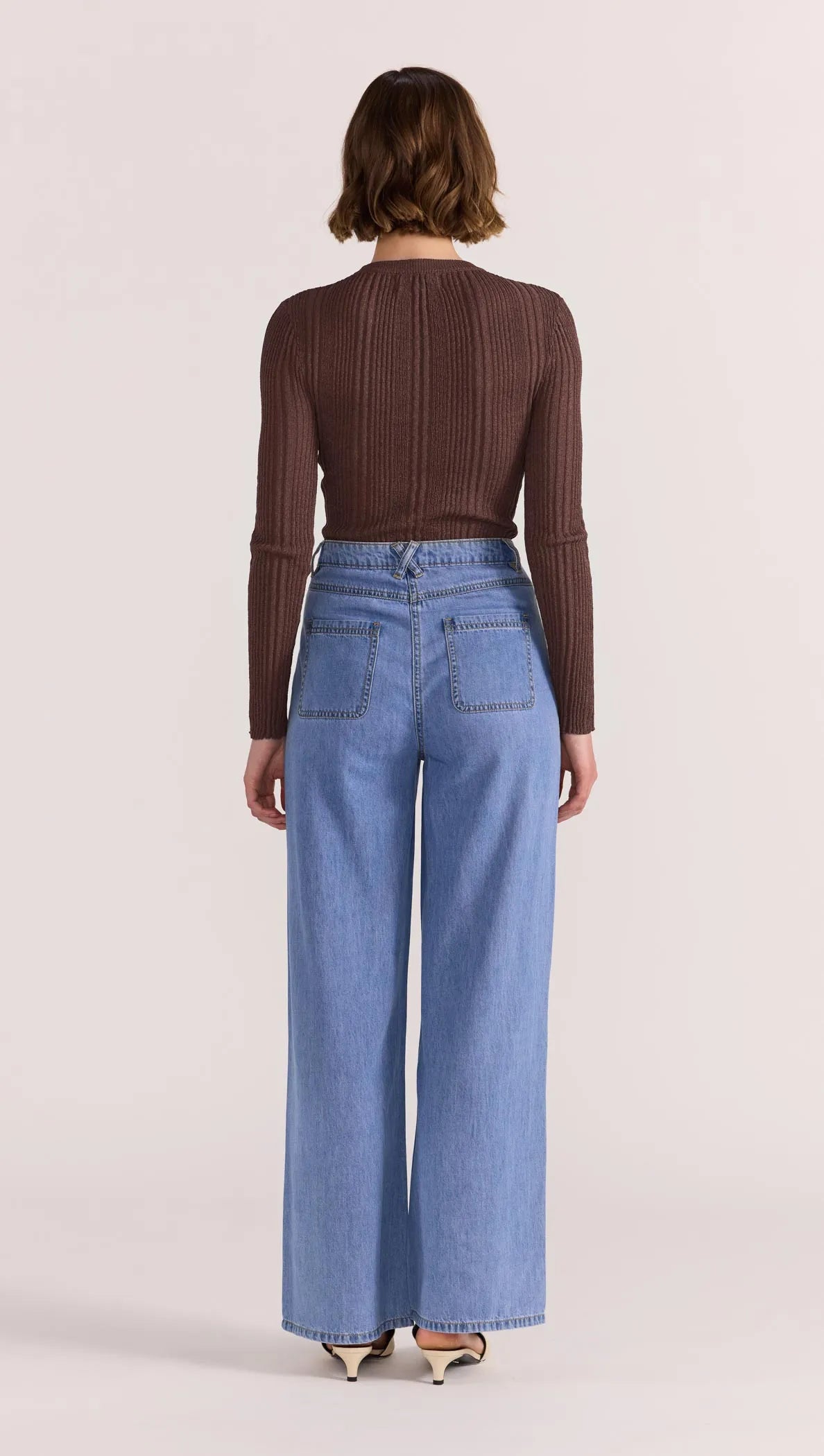 STAPLE THE LABEL Lyla Wide Leg Jeans - Vintage Blue Denim
