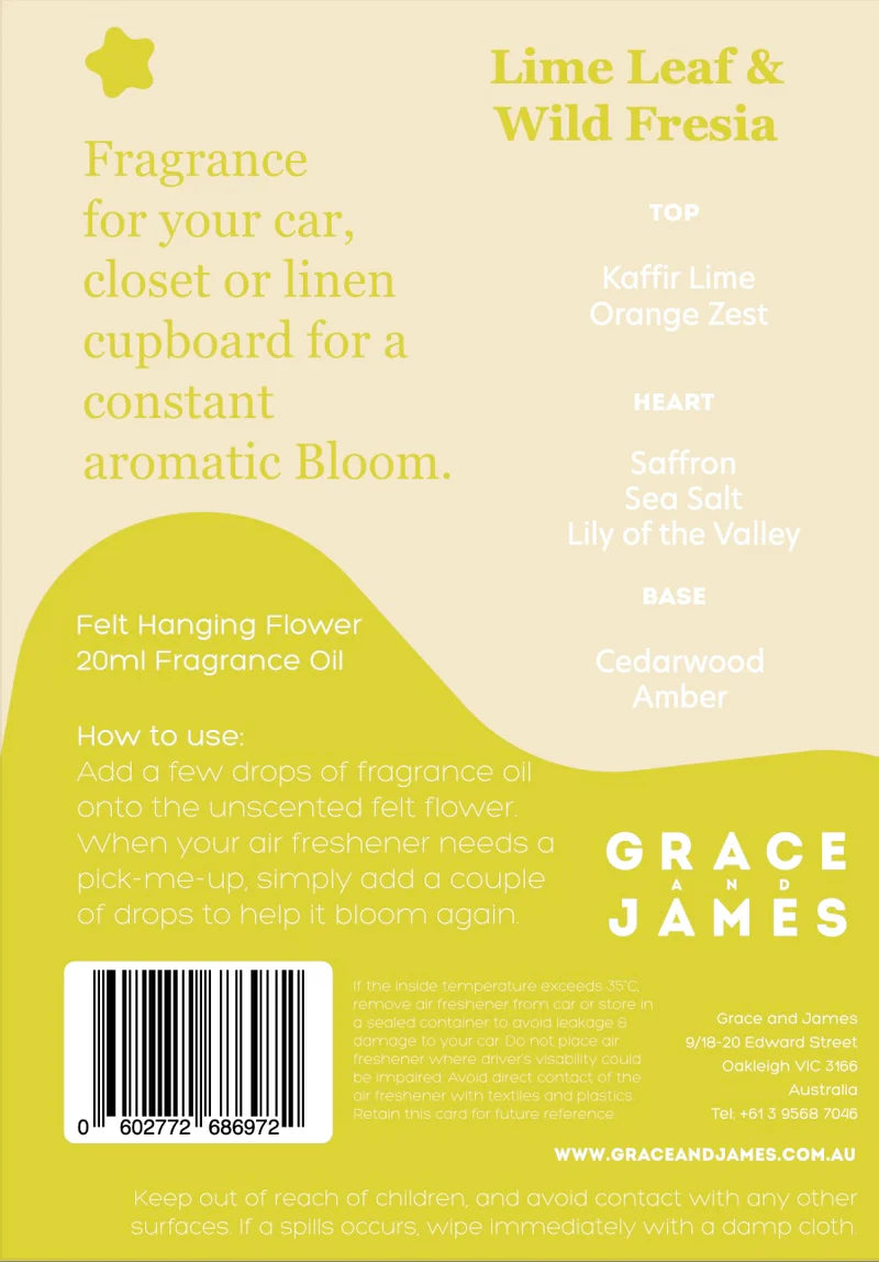 BLOOM Felt Air Freshner Set - Lime Leaf & Wild Fresia