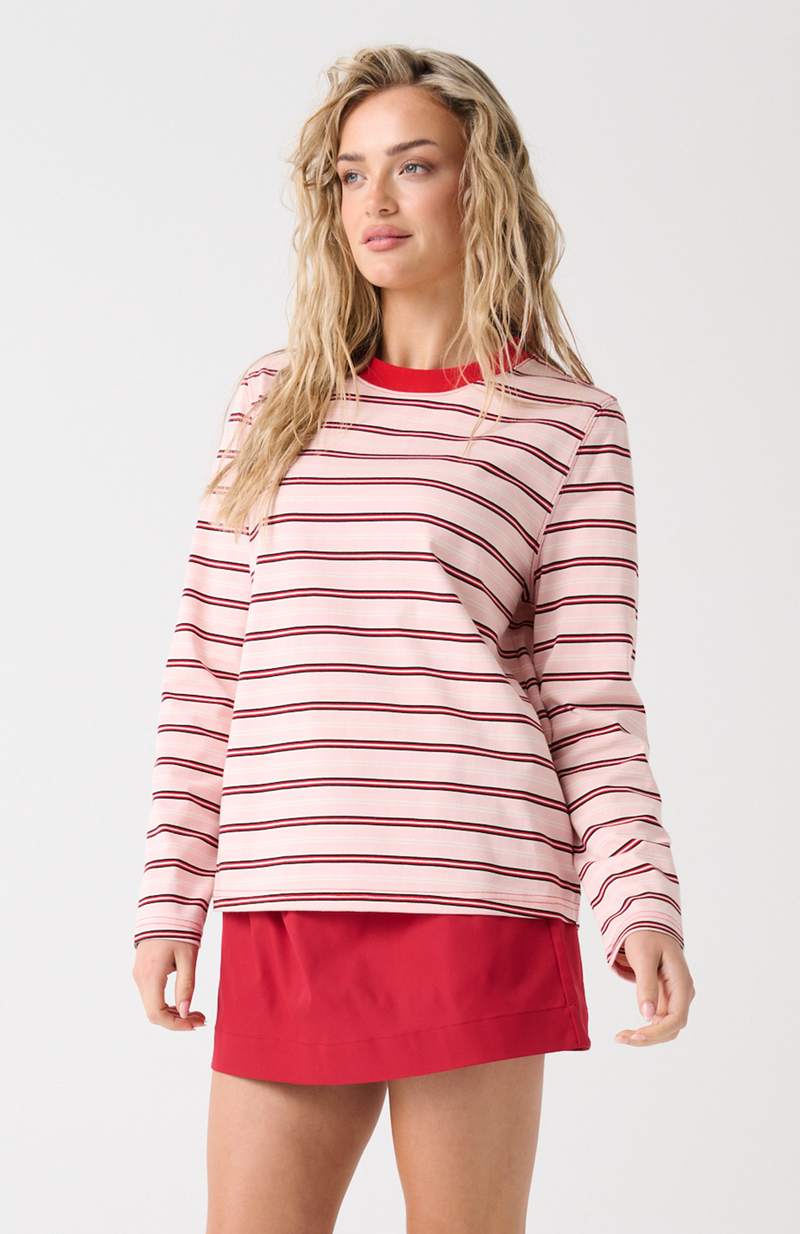 CARTEL & WILLOW Felix Long Sleeve - Pink & Red Stripe