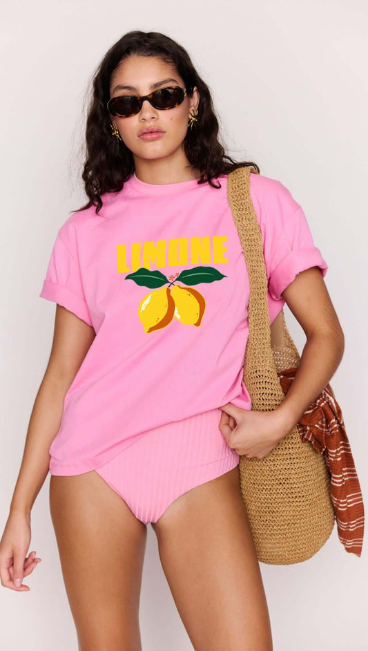 MINKPINK Limone Printed Tee - Pink/Yellow