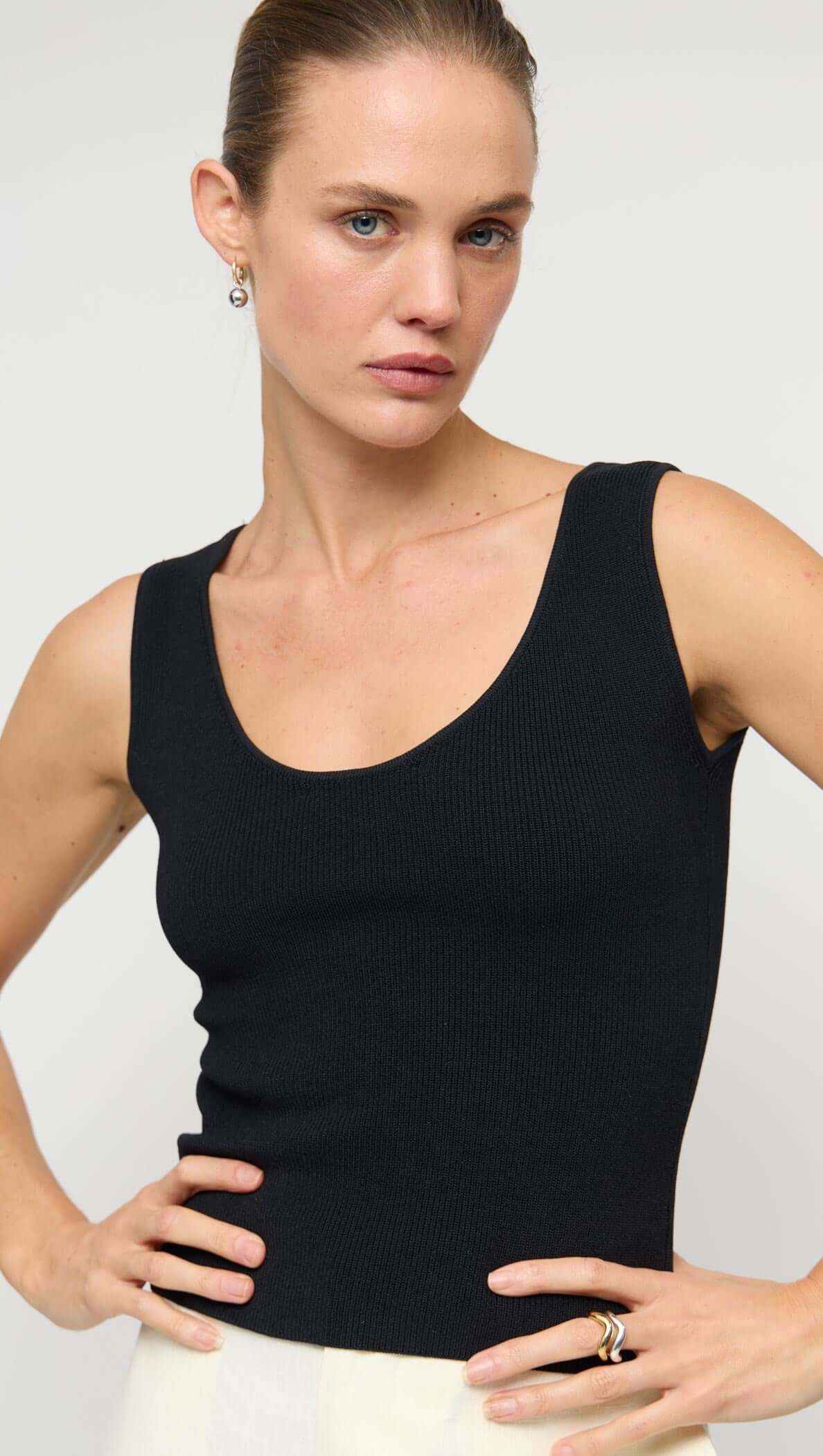 STAPLE THE LABEL Moda Reversible Knit Tank - Black