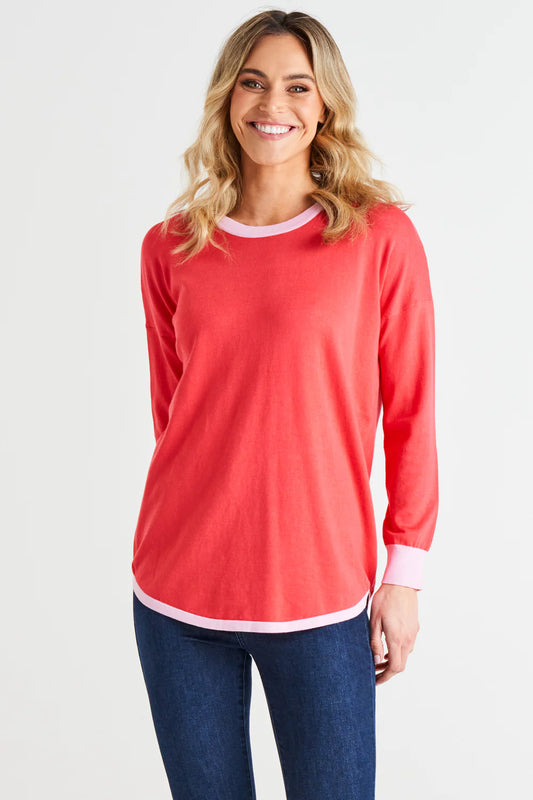 BETTY BASICS Sophie Knit Jumper - Pink Tipping