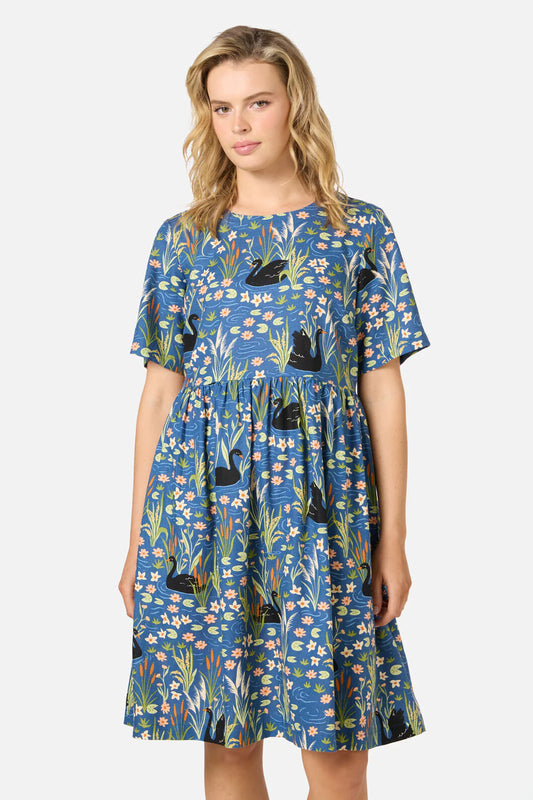 PRINCESS HIGHWAY Pretty Swan Smock Dress - |Blue