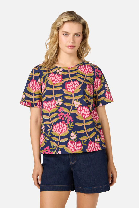 PRINCESS HIGHWAY Protea Flower Short Sleeve Top