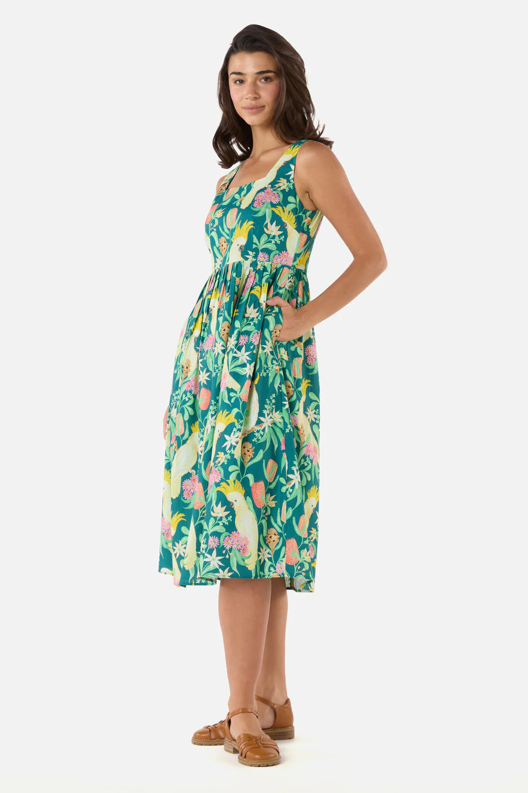 PRINCESS HIGHWAY Cockatoo & Flora Midi Dress
