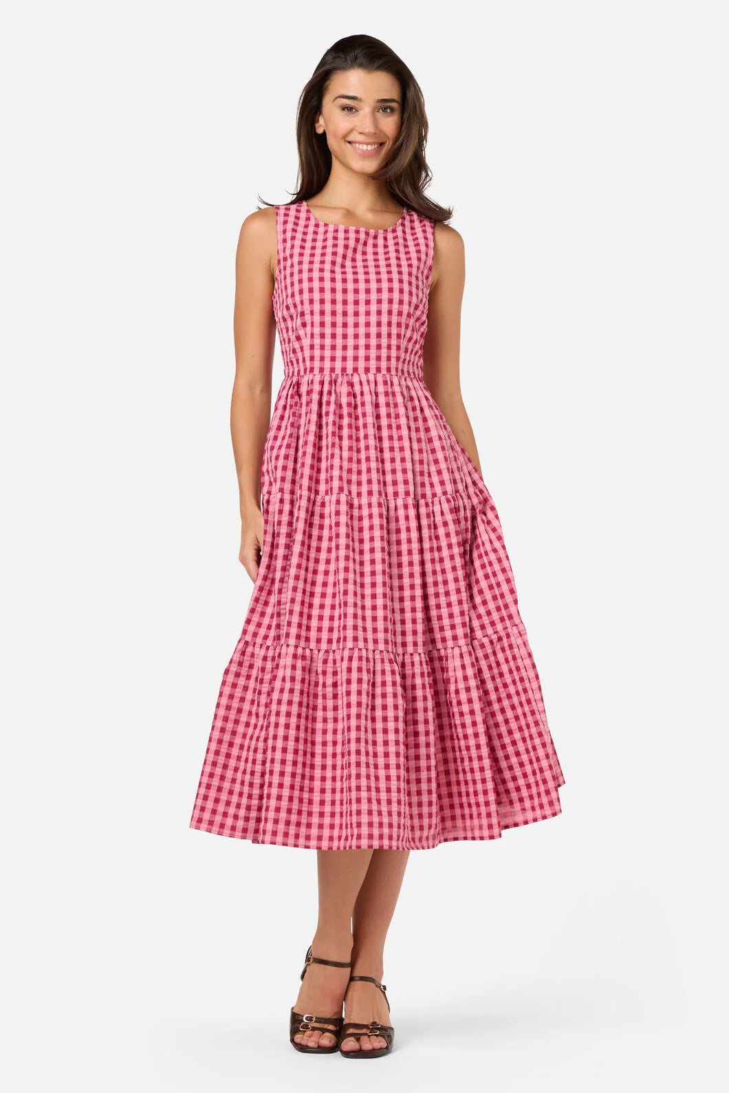 PRINCESS HIGHWAY Margot Check Midi Dress - Pink