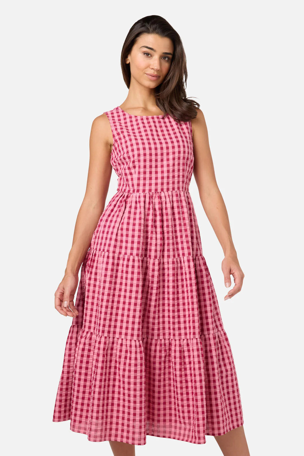 PRINCESS HIGHWAY Margot Check Midi Dress - Pink