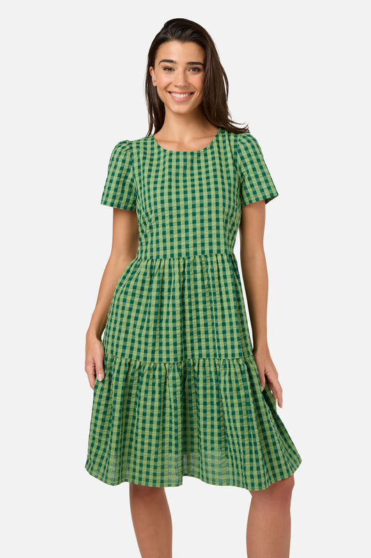 PRINCESS HIGHWAY Margot Check Mini Smock Dress - Green