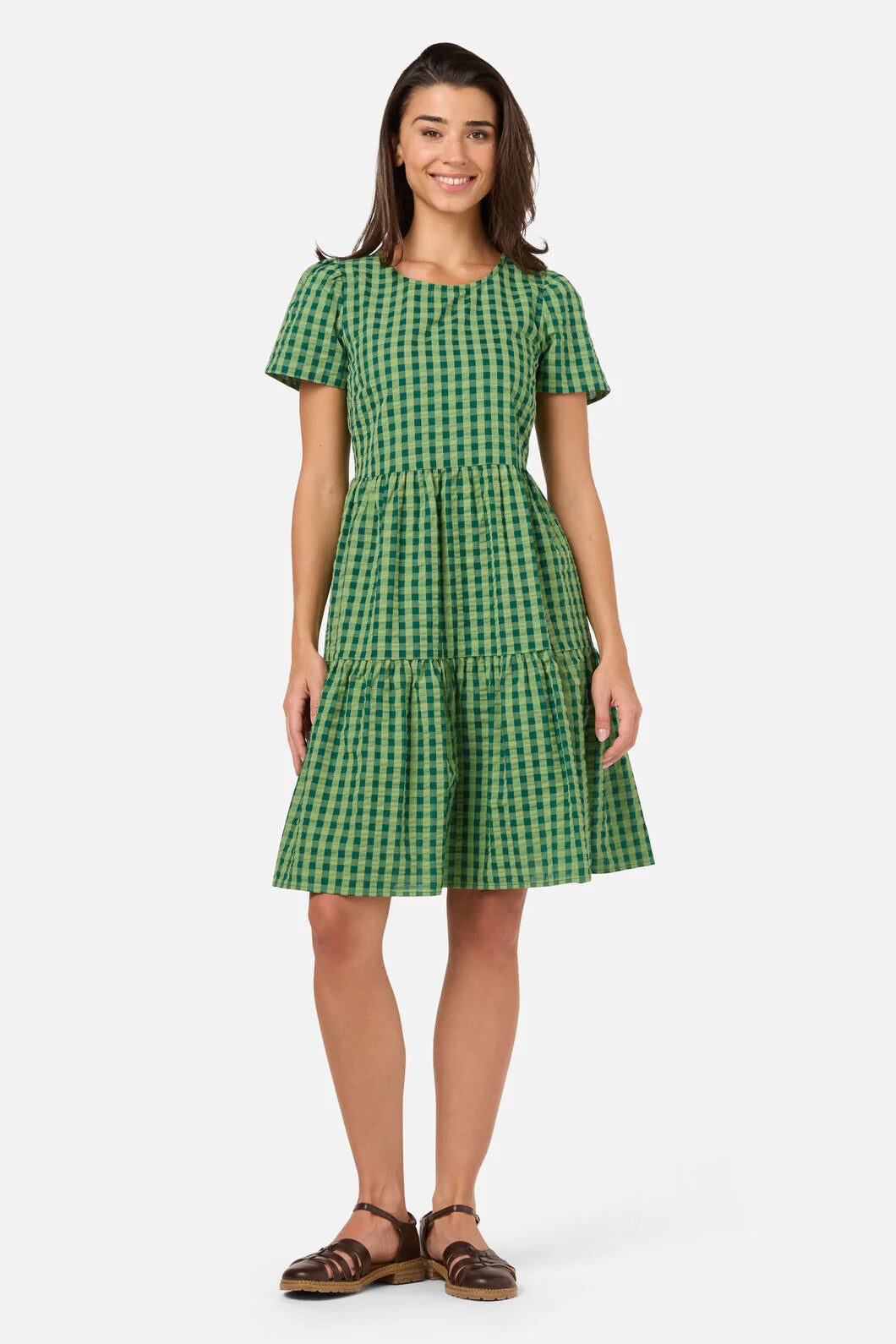 PRINCESS HIGHWAY Margot Check Mini Smock Dress - Green