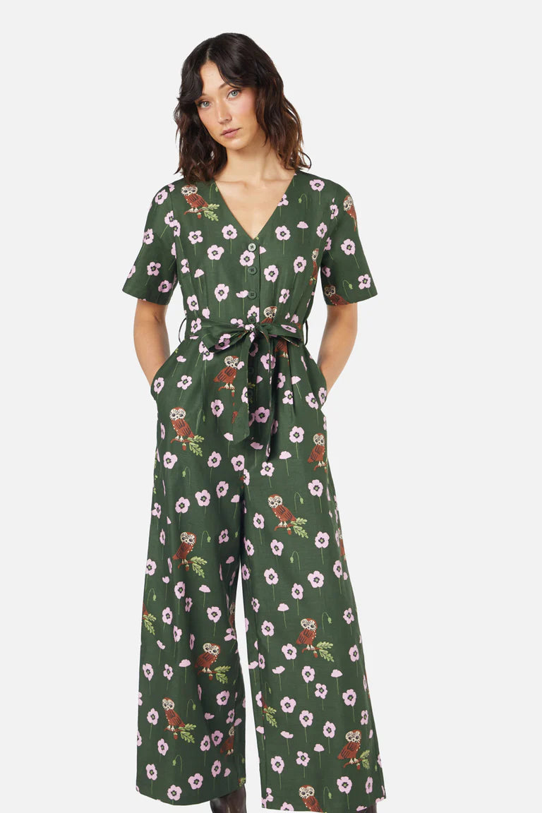 PRINCESS HIGHWAY Poppy Owl Jumpsuit - Green