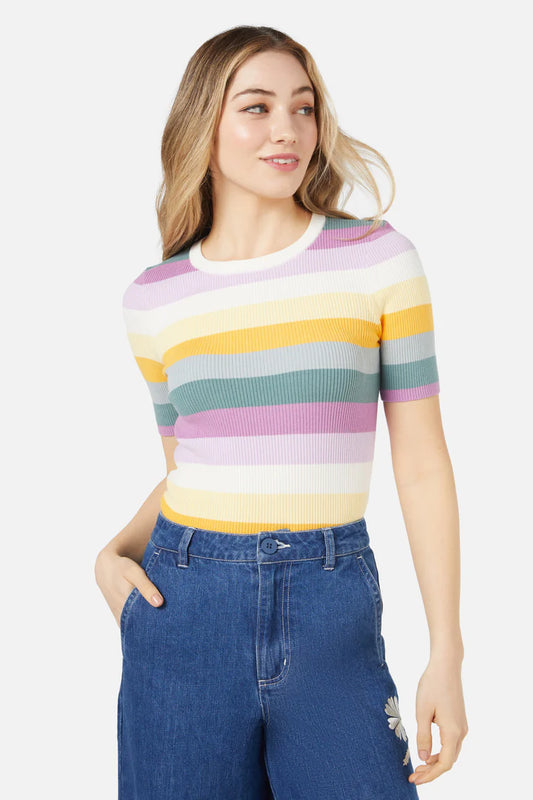 PRINCESS HIGHWAY Sydney Stripe Knit Top - Lilac Multi