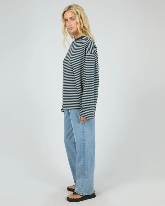 ALL ABOUT EVE Paloma Long Sleeve Stripe Tee - Sage
