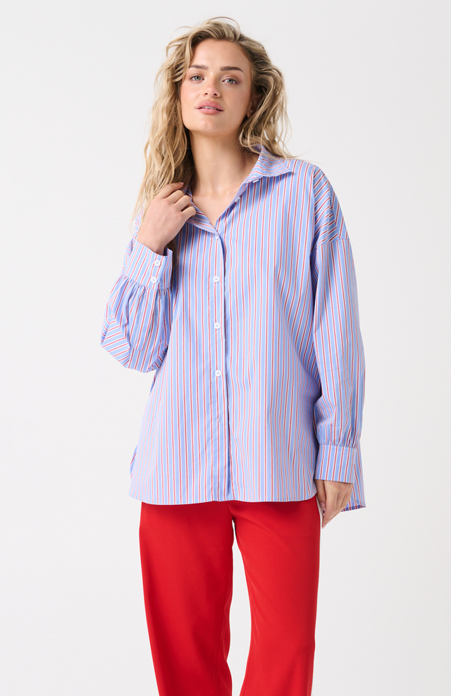 CARTEL & WILLOW Darby Shirt - Cornflour Multi Stripe