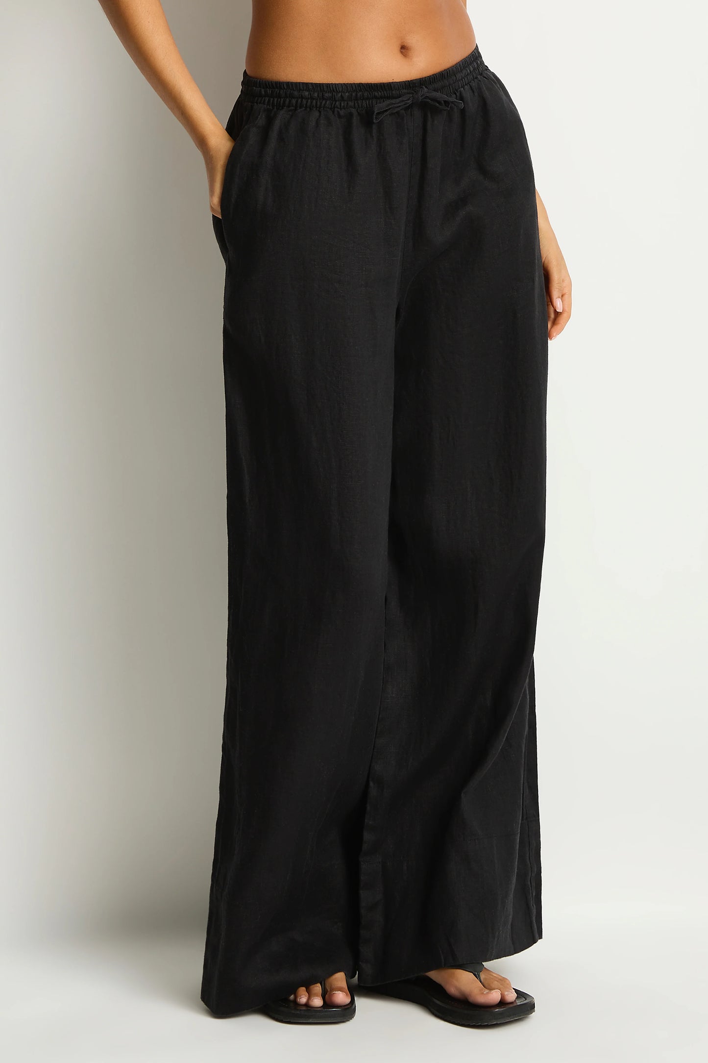 SEA LEVEL Shore Linen Palzzo Pant - Black