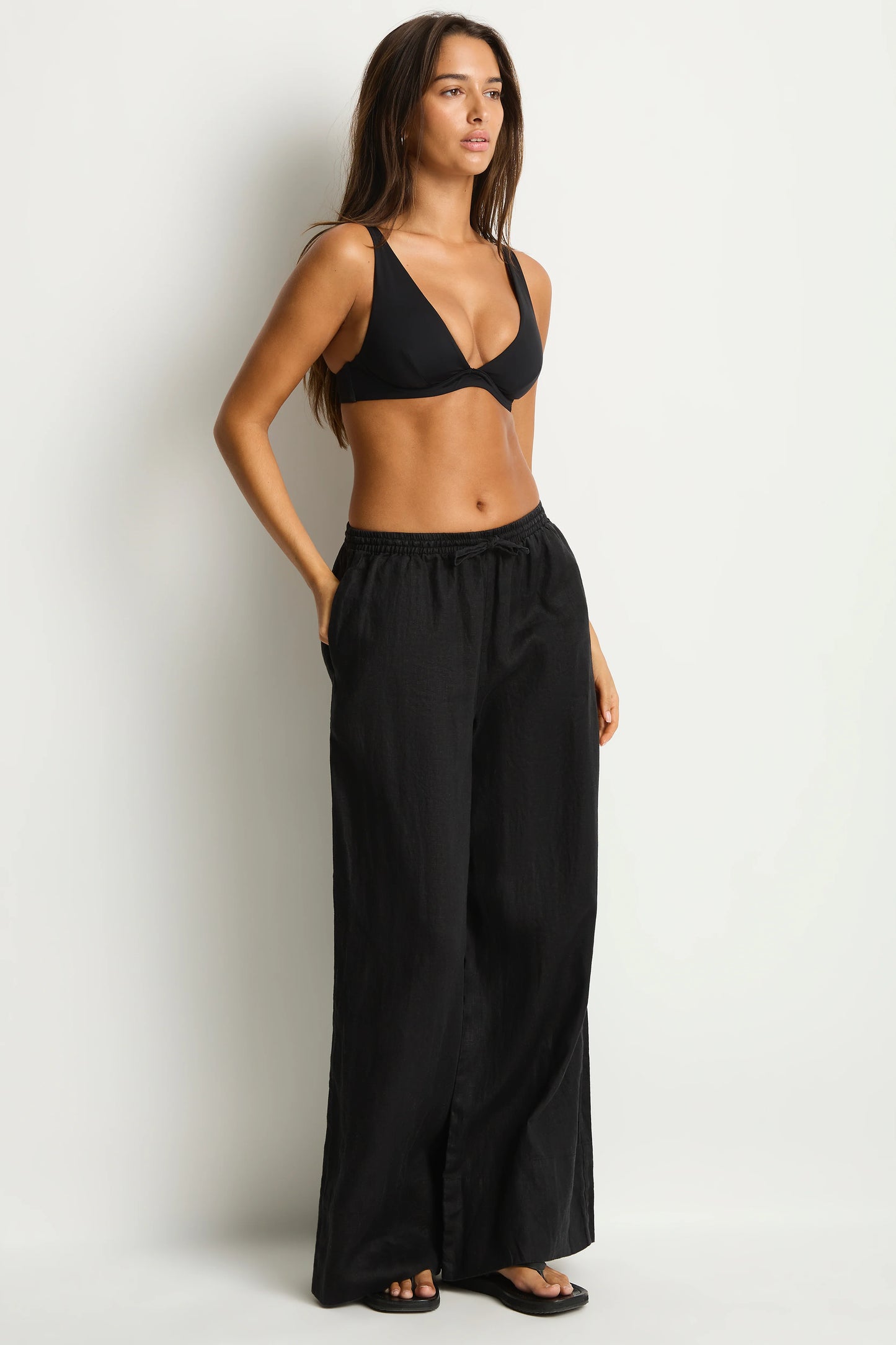 SEA LEVEL Shore Linen Palzzo Pant - Black