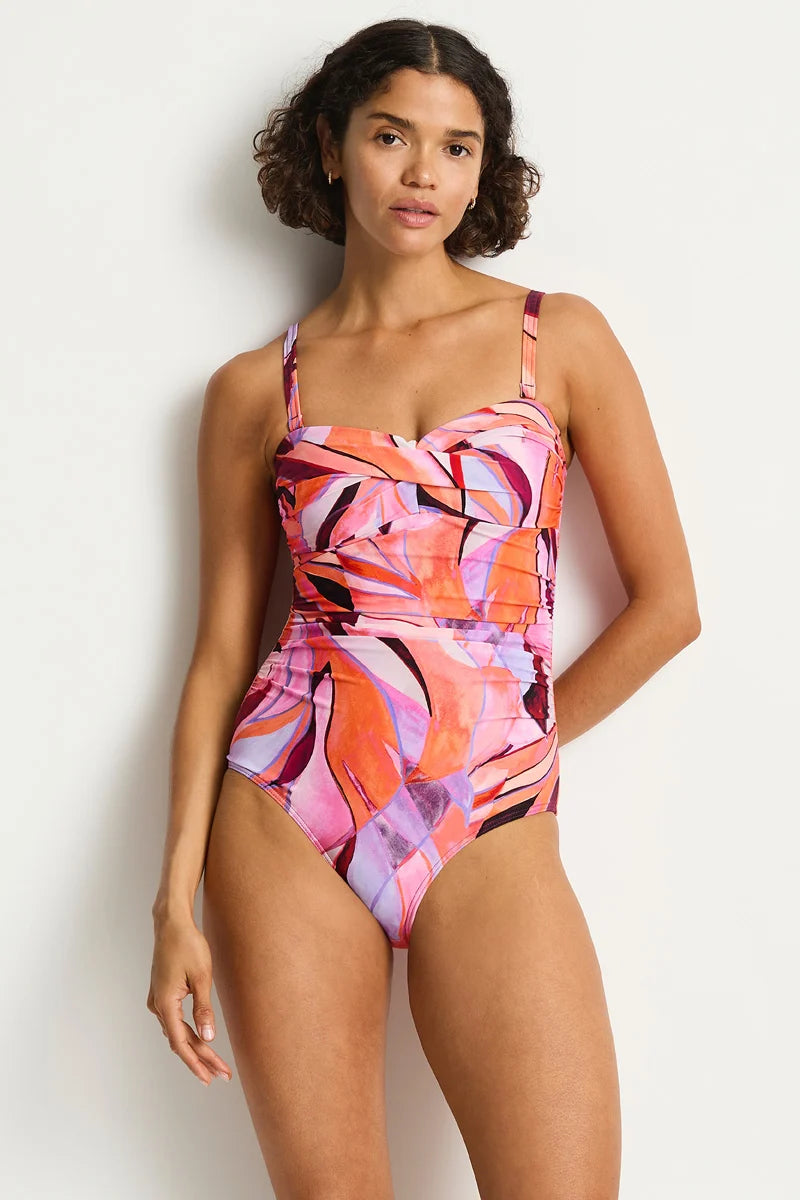SEALEVEL Neon Wave Twist Bandeau One Piece - Berry