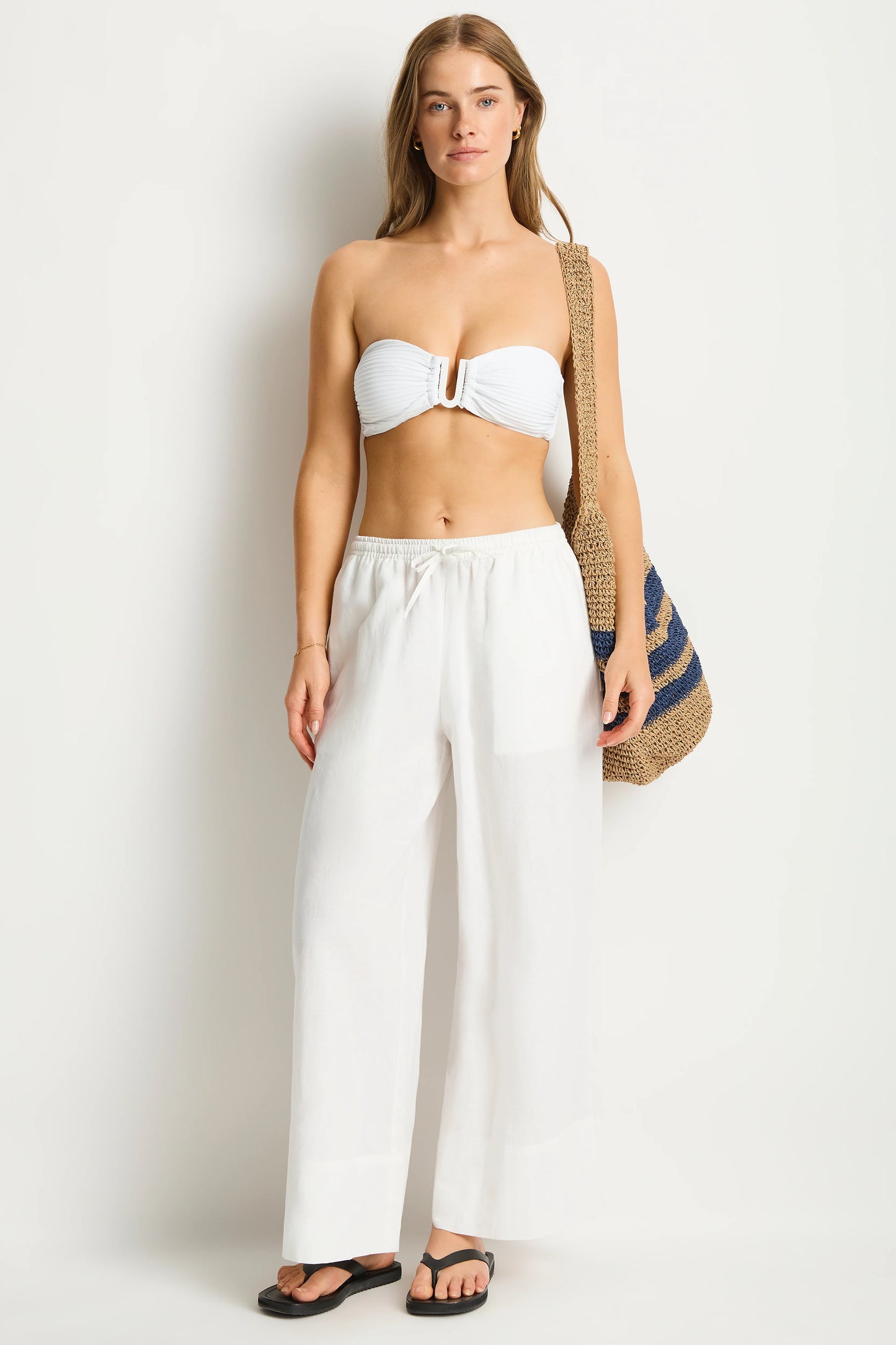 SEA LEVEL Shore Linen Palzzo Pant - White