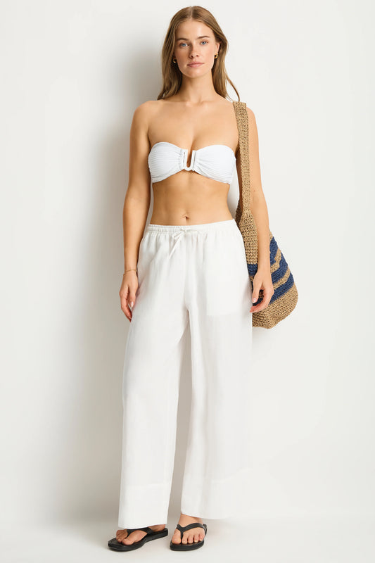 SEA LEVEL Shore Linen Palzzo Pant - White