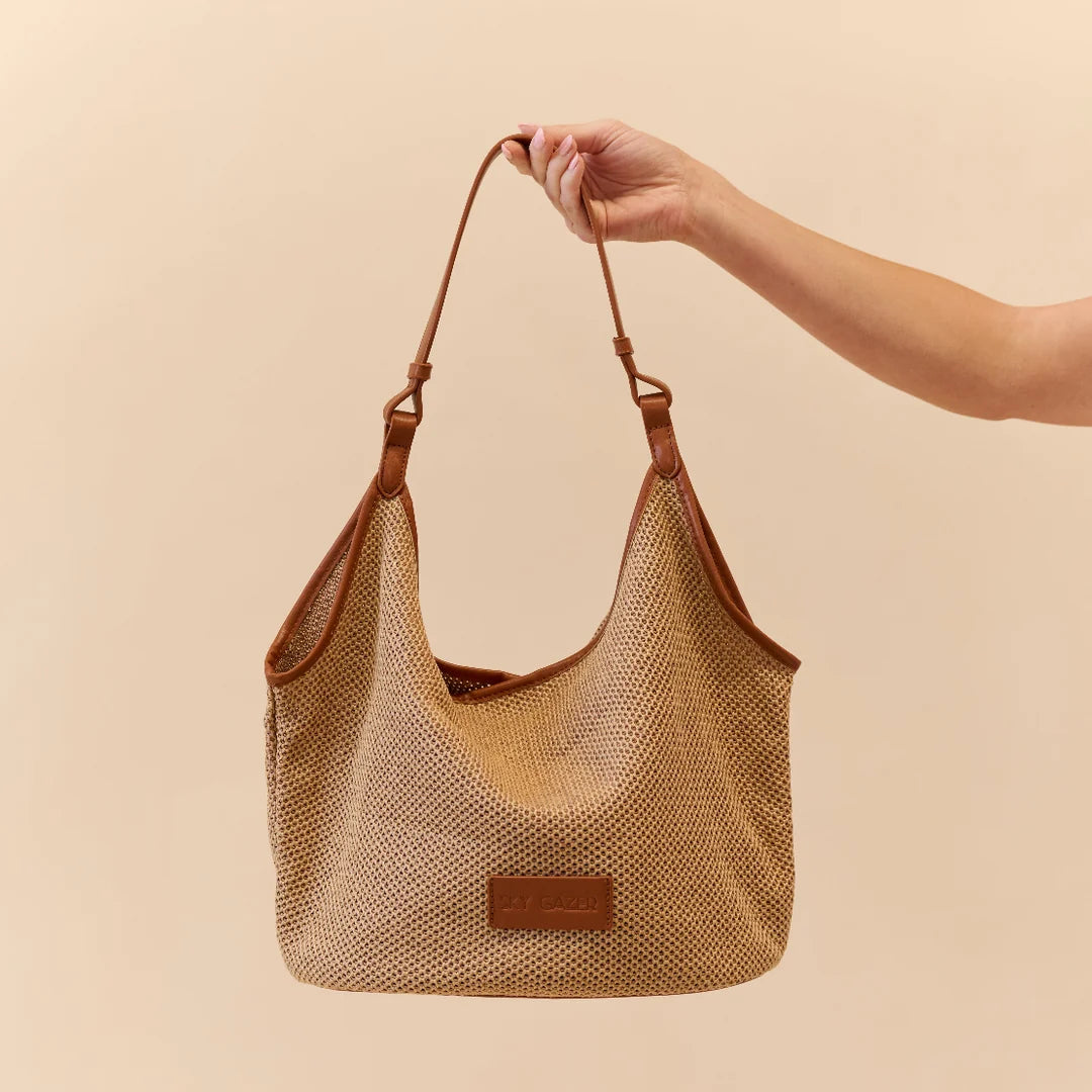 SKY GAZER 2-in-1 Luxe Shoulder Bag & Clutch- Tan