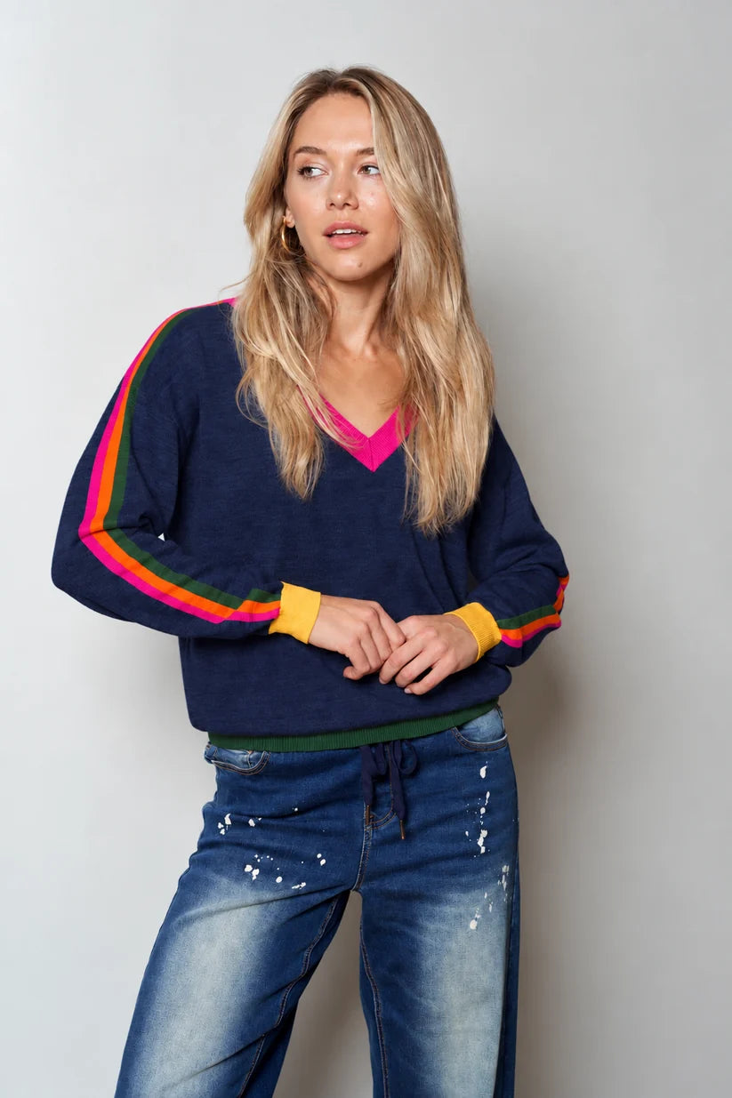 STYLE LAUNDRY Stripe Colour Knit - Navy
