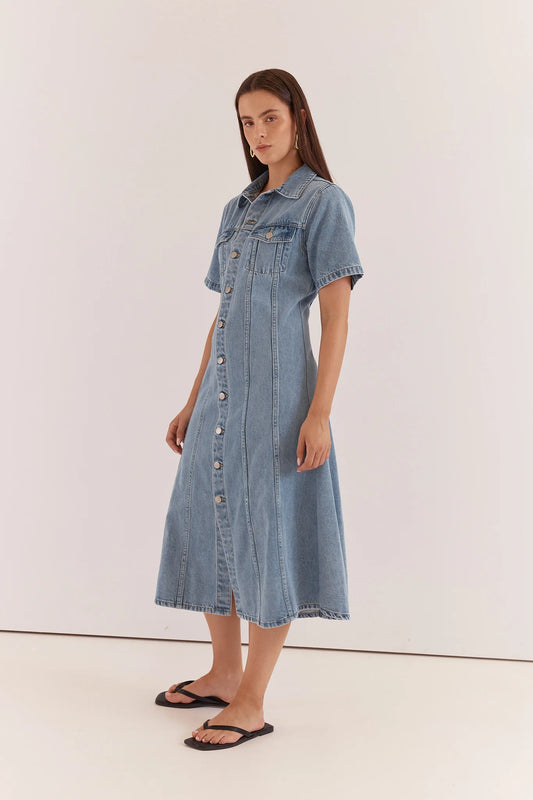 SASS Kara Demin Midi Dress - 90s Blue