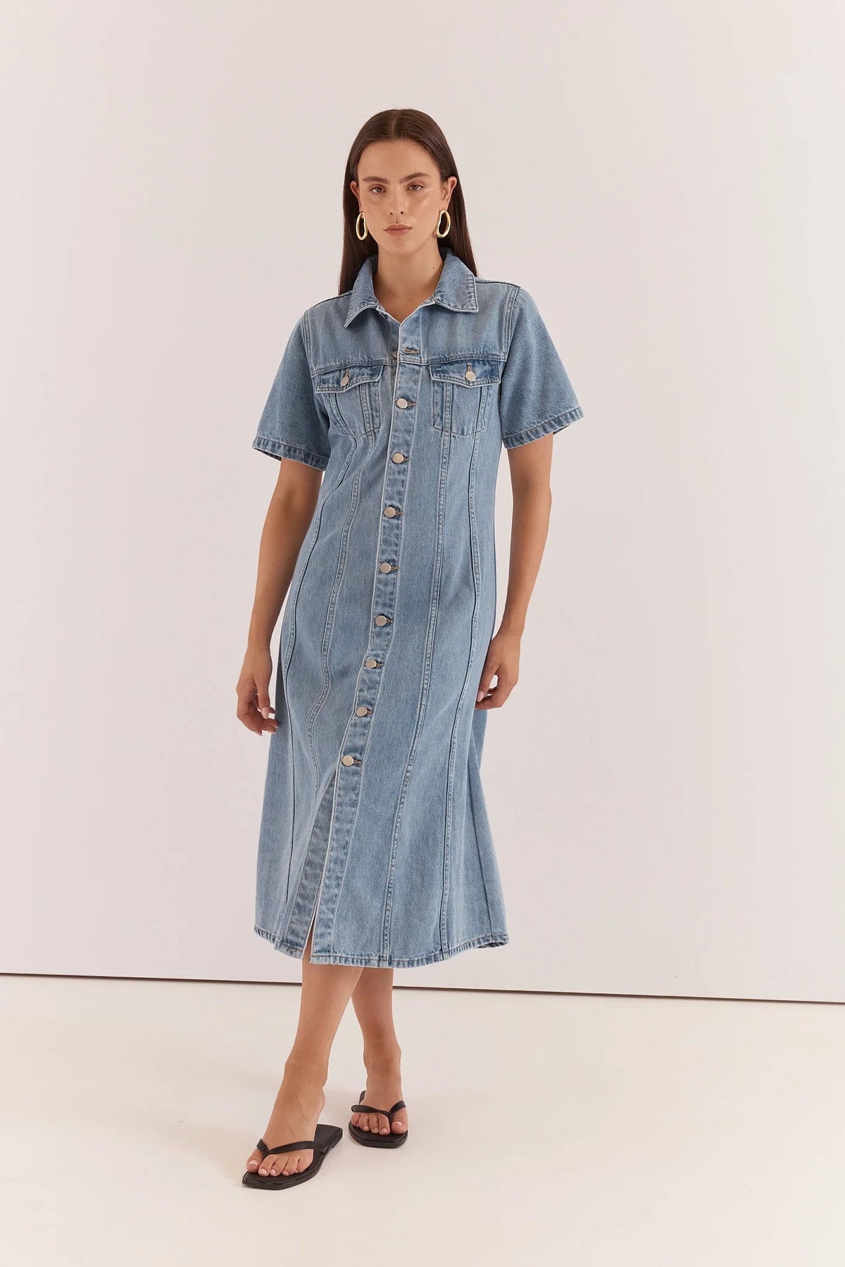 SASS Kara Demin Midi Dress - 90s Blue