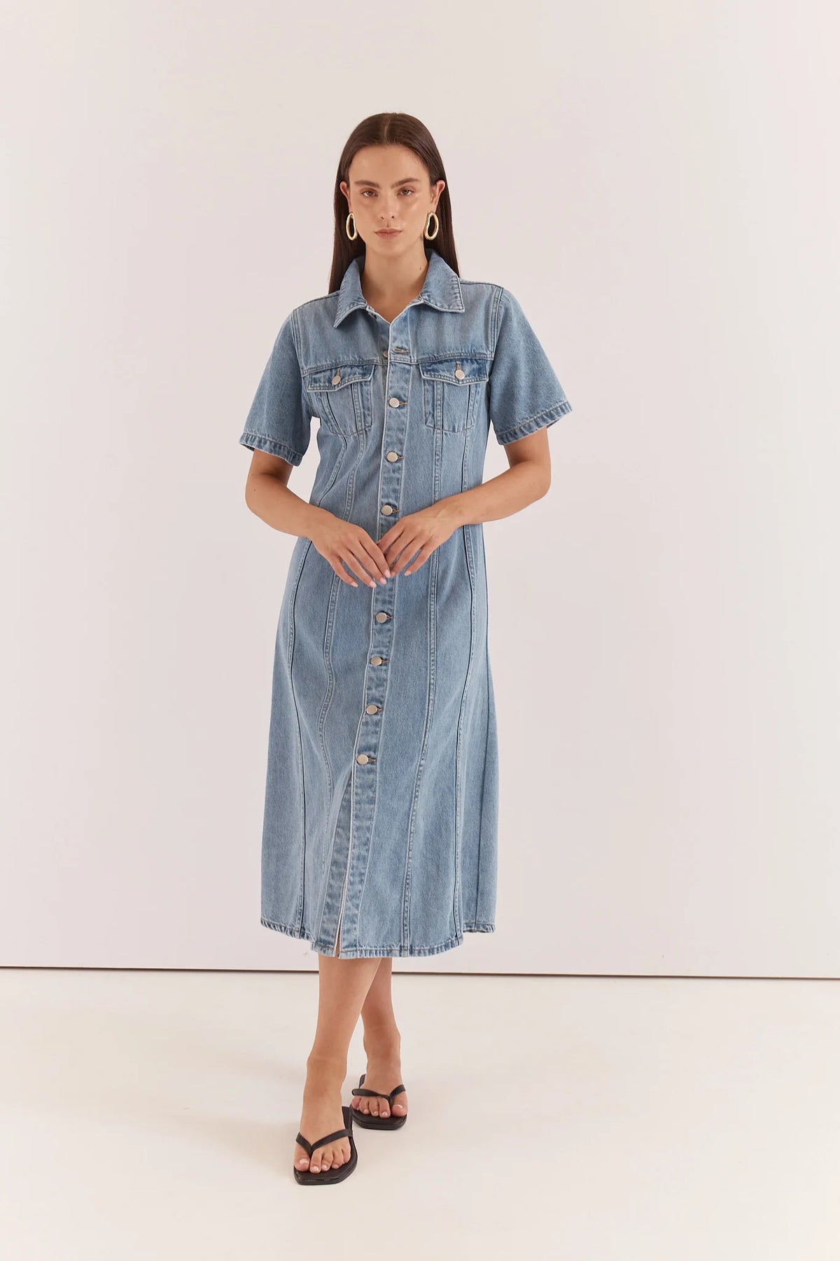SASS Kara Demin Midi Dress - 90s Blue