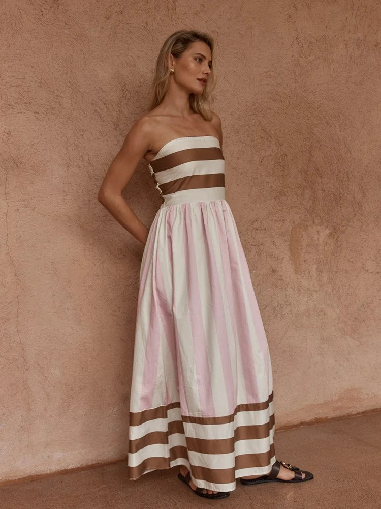 SASS Nea Spliced Strapless Dress - Neapolitan