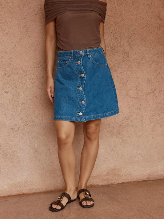 SASS Tipo Wave Denim Skirt - Classic Blue