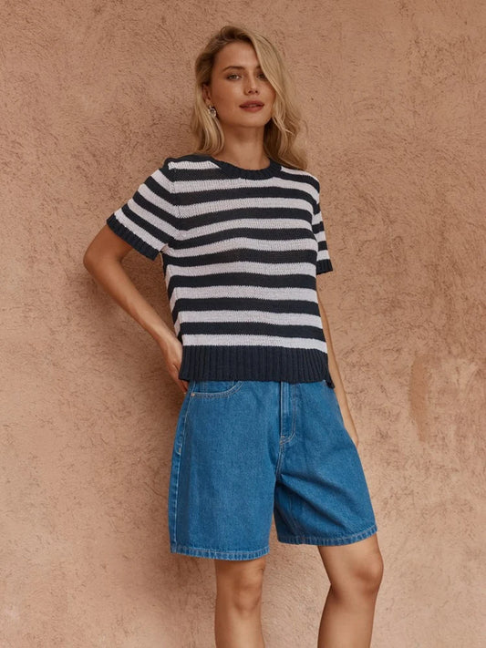 SASS Jules Stripe Tee - Navy