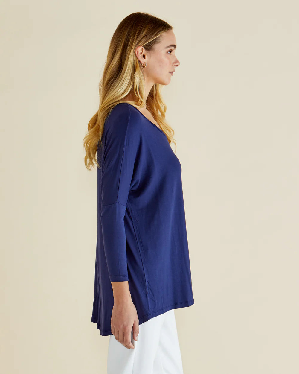 BETTY BASICS Milan 3/4 Sleeve Top - Navy