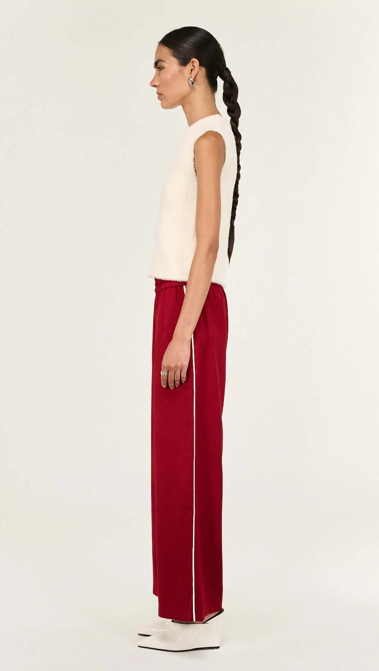 STAPLE THE LABEL Echo Mid Rise Relaxed Pant - Dark Red
