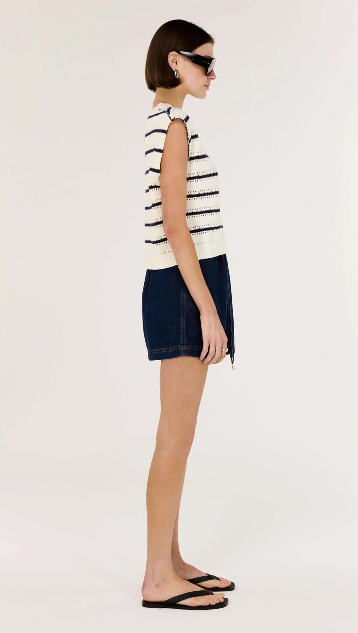 STAPLE THE LABEL Darcy Knit Tank - Navy/White Stripe