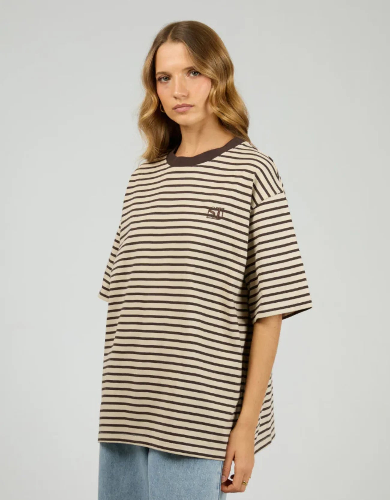 SILENT THEORY Foundation Stripe S/S Tee - Chocolate
