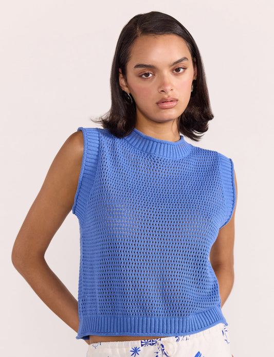 STAPLE THE LABEL Wave Knit Tank - Blue